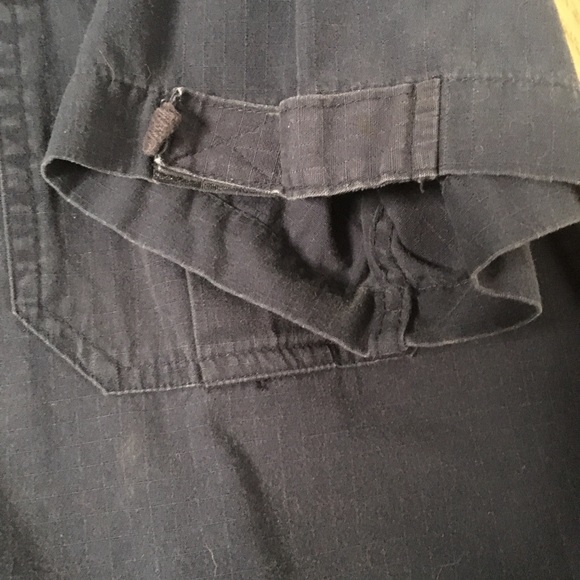 Mens Button Down Short Sleeve Shirt Adjustable Arms Dark Blue Size Medium - Picture 5 of 7